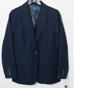 Pendleton Navy Blue One Button Wool Blazer